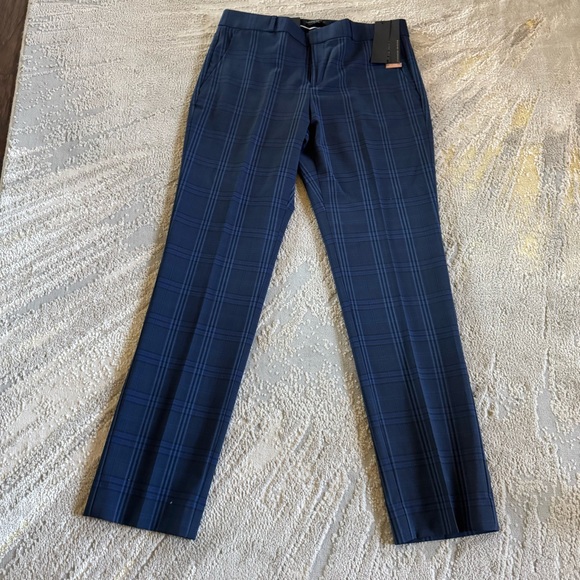 Banana Republic Ryan blue navy plaid wool trousers dress pants 6 new - Picture 2 of 13